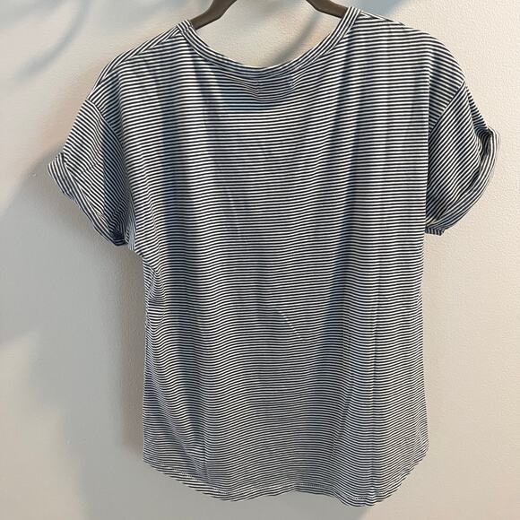 Organic John Patrick 100% Cotton Blue Striped T-Shirt Size S - Picture 5 of 7